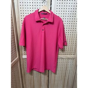 Nike Tiger Woods Collection Pink Textured Honeycomb Golf Polo Shirt Mens Large